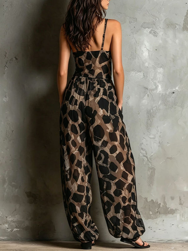 Printed Wide-Leg Cami Jumpsuit