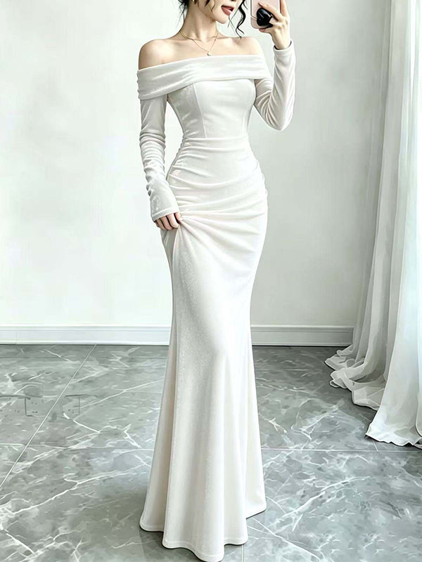Velvet Off-Shoulder Maxi Dress