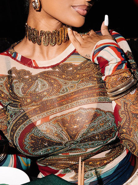 Printed Sheer Tee