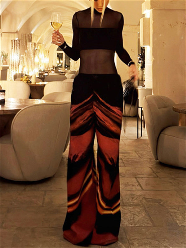 Printed Wide-Leg Pants