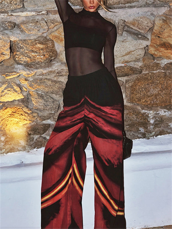Printed Wide-Leg Pants