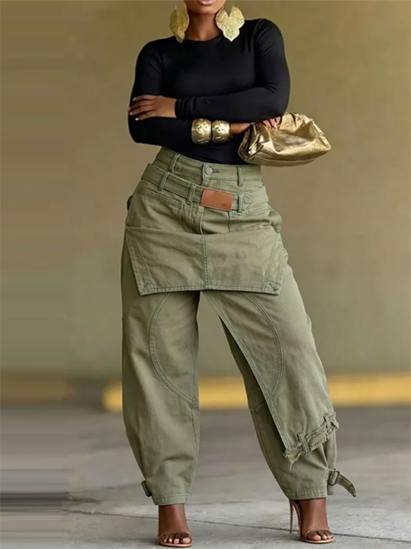 Double-Waist Cargo Jeans