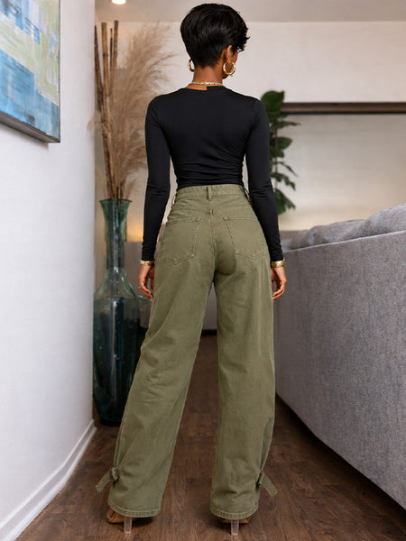 Double-Waist Cargo Jeans