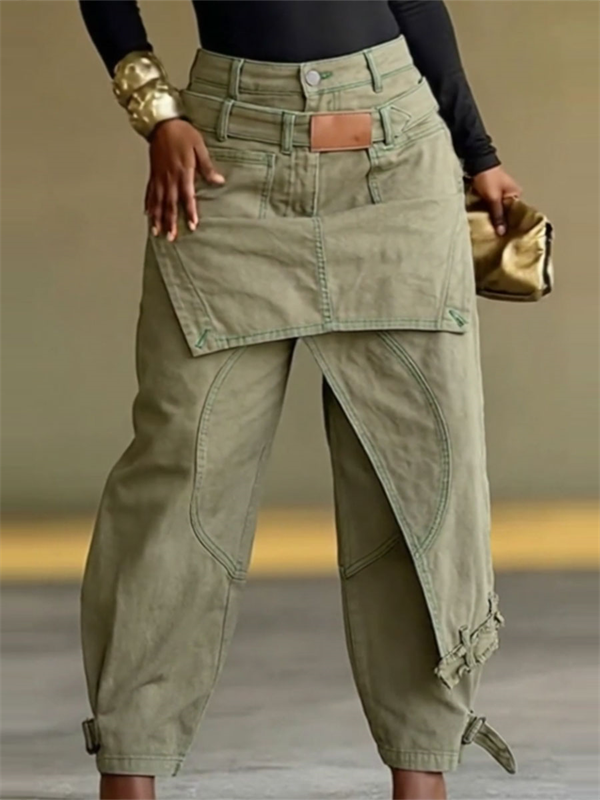 Double-Waist Cargo Jeans