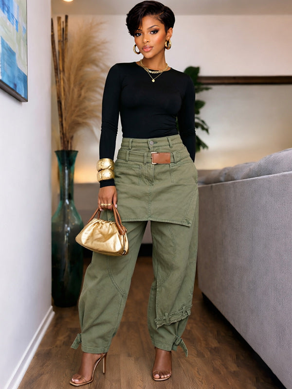 Double-Waist Cargo Jeans