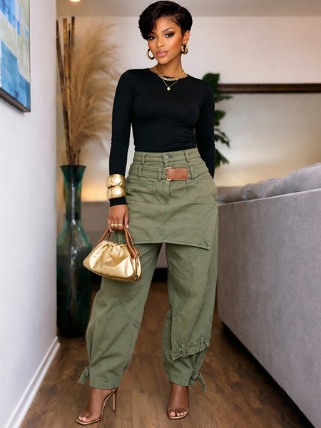 Double-Waist Cargo Jeans