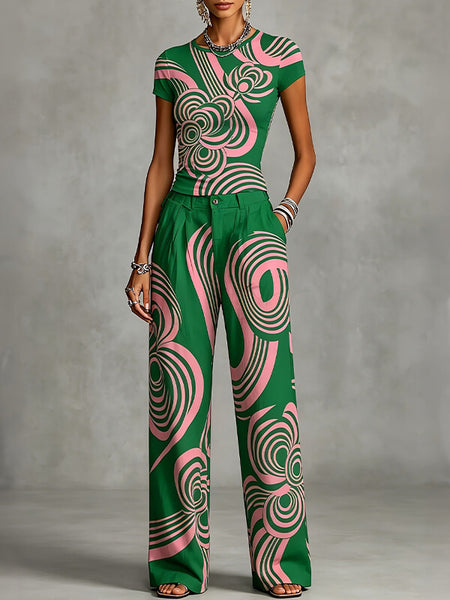Printed Tee & Pants Set