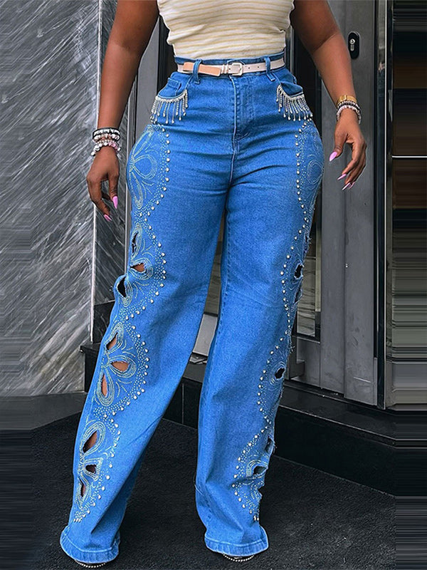 Cutout Straight Jeans