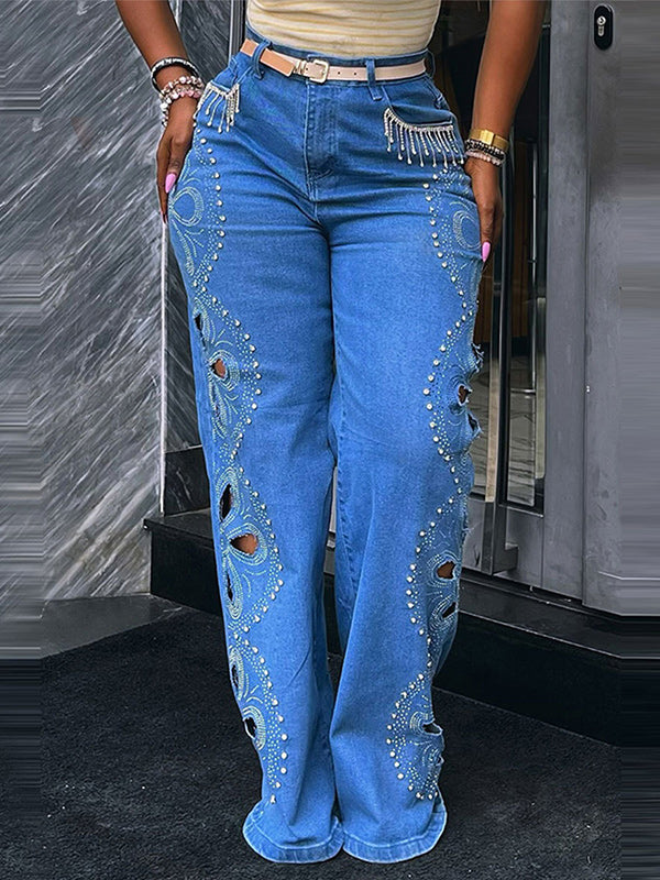 Cutout Straight Jeans