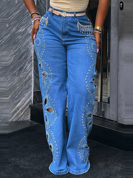 Cutout Straight Jeans