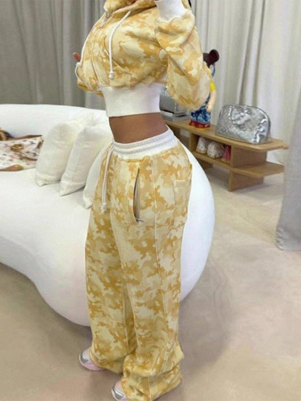 Camo Zip-Front Hoodie & Pants Set