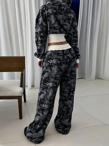 Camo Zip-Front Hoodie & Pants Set