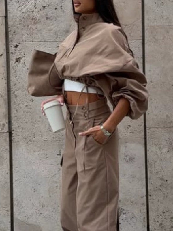 Button-Front Crop Top
