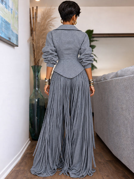 Solid Zip-Up Lapel Corset Sweatshirt