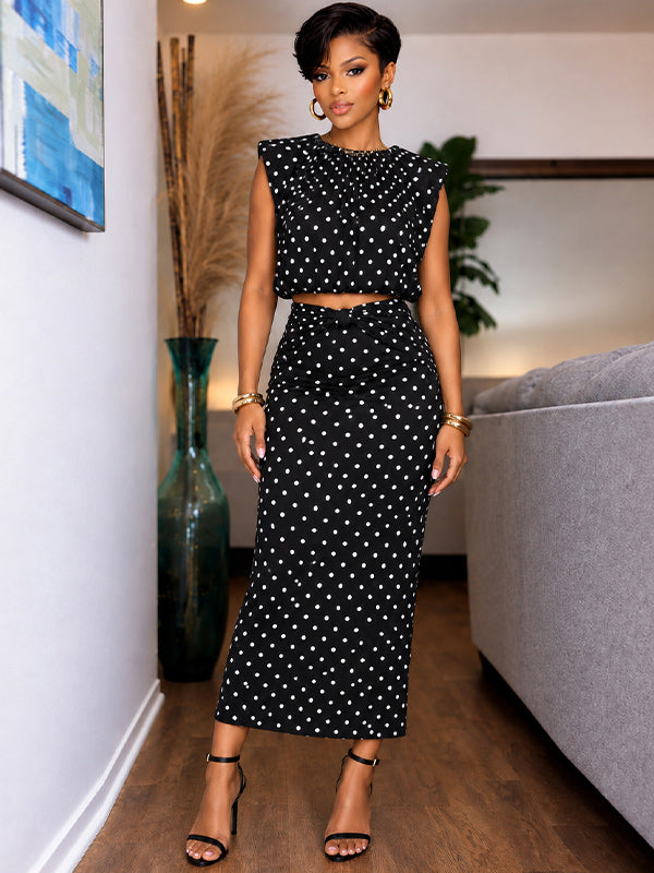 Dot Tank Top & Skirt Set