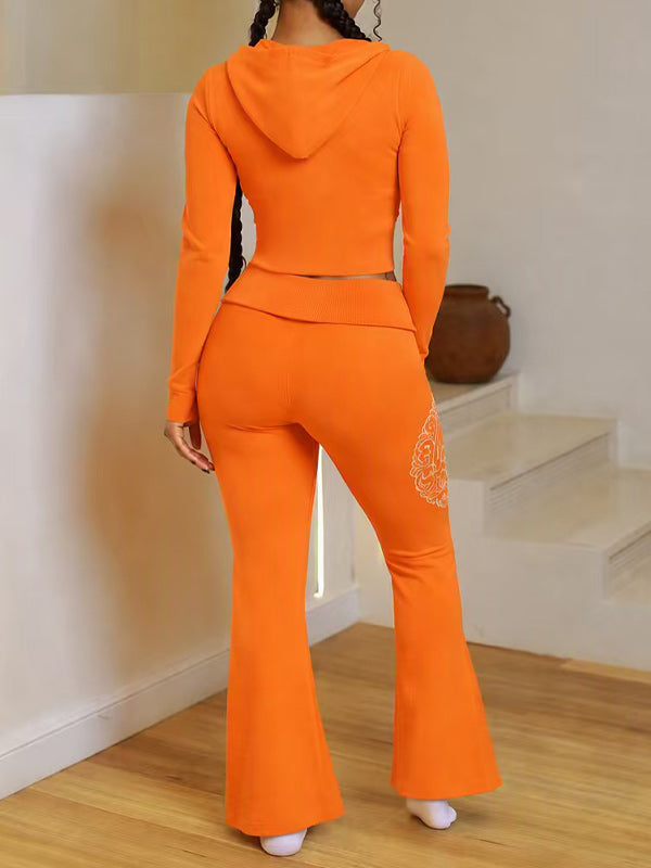 Printed Zip-Front Hoodie & Pants Set