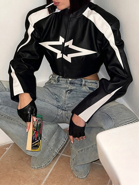 Two-Tone Faux-Leather Jacket
