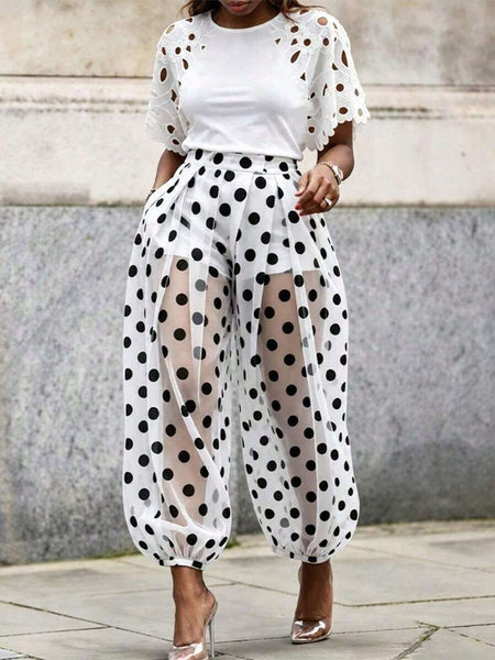 Dot Sheer Jogger Pants