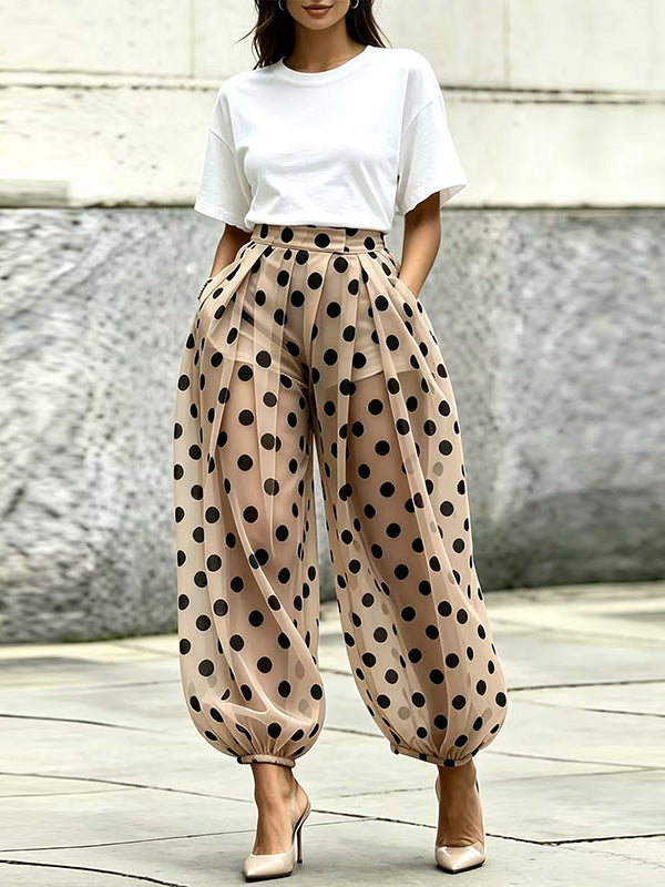 Dot Sheer Jogger Pants