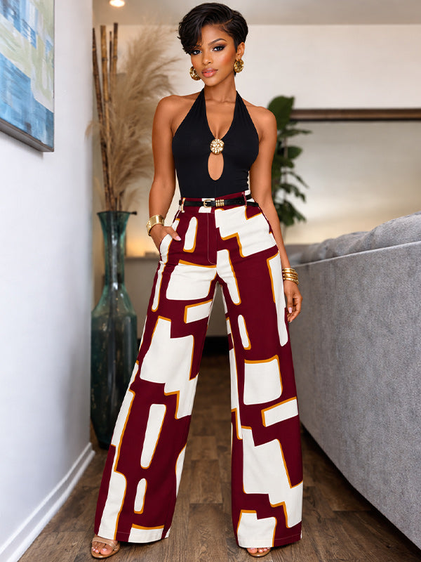 Printed Wide-Leg Pants