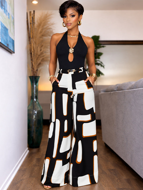 Printed Wide-Leg Pants