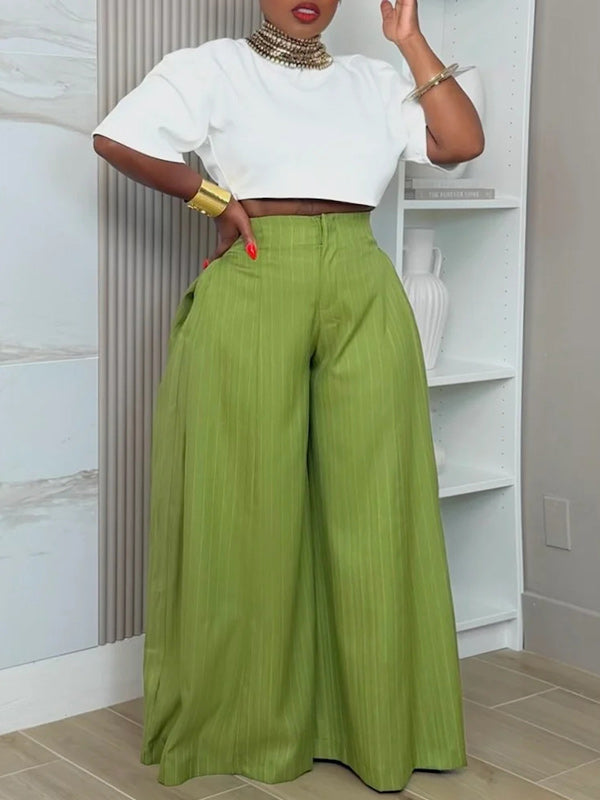 Stripe Wide-Leg Pants