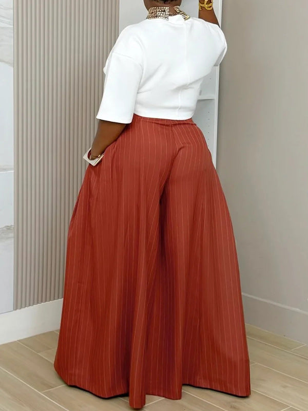 Stripe Wide-Leg Pants