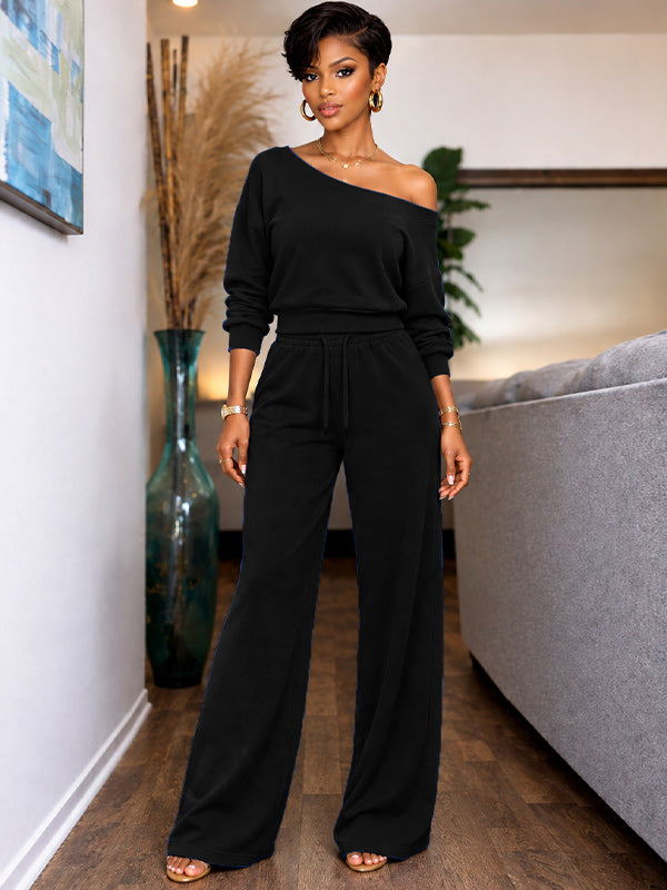 Boat-Neck Sweatshirt & Pants Set