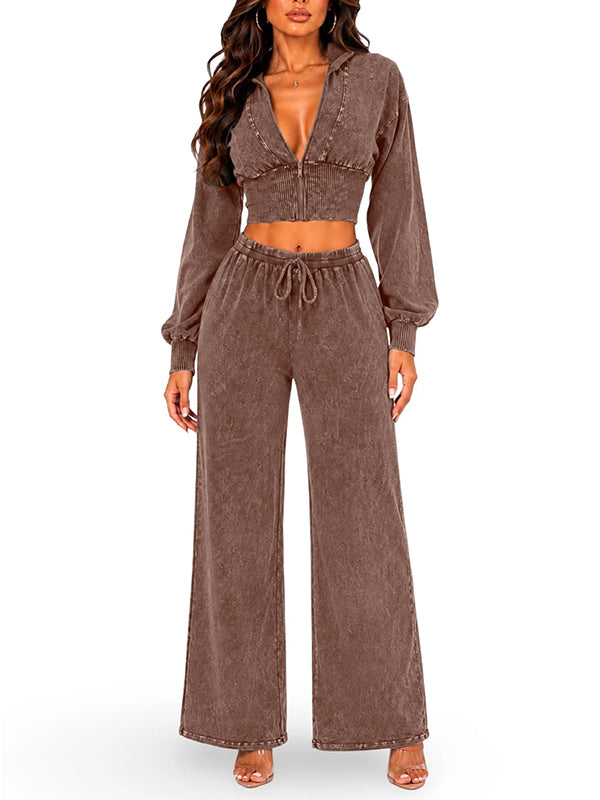 Wash Zip-Front Jacket & Pants Set