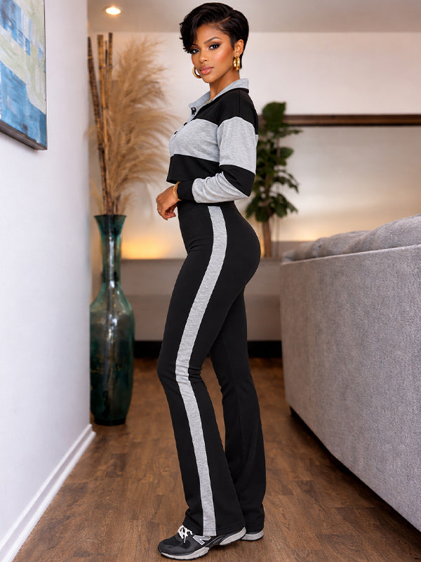 Two-Tone Polo Top & Pants Set