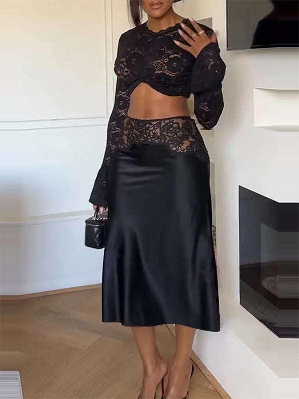 Lace Crop Top & Skirt Set