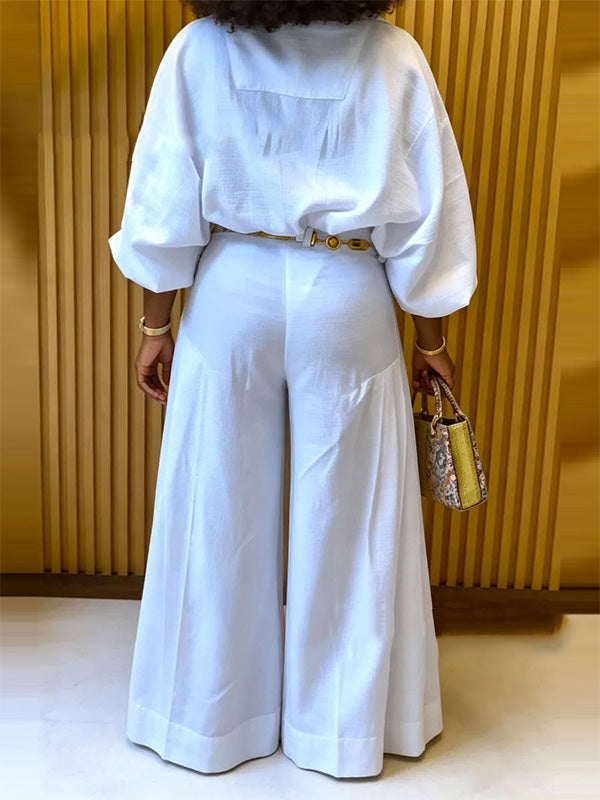 Zip-Front Jacket & Wide-Leg Pants Set