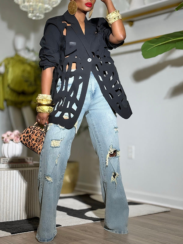 Solid Cutout Blazer