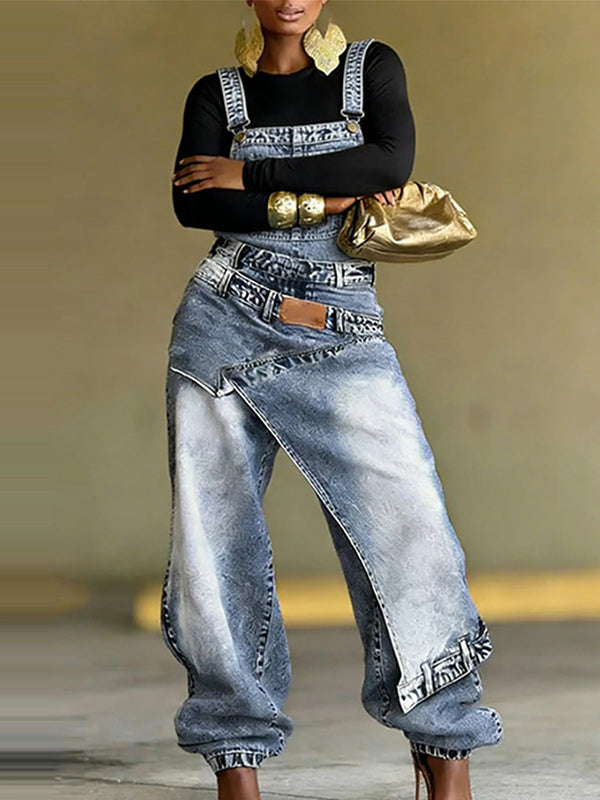Asymmetric Denim Overalls