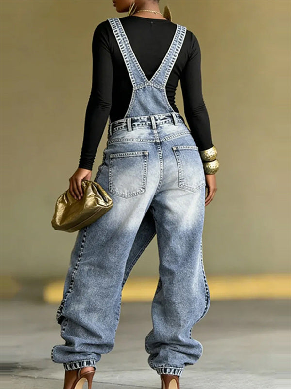 Asymmetric Denim Overalls