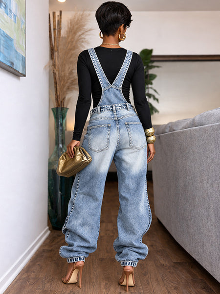 Asymmetric Denim Overalls