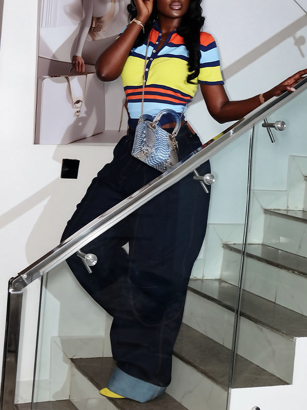 Colorblock Polo Top