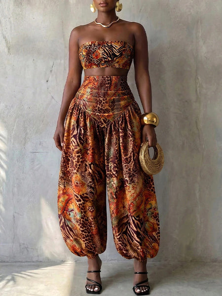 Printed Bandeau Top & Pants Set