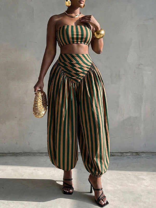 Printed Bandeau Top & Pants Set