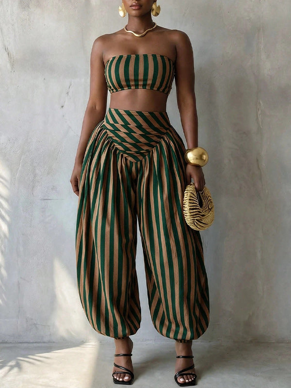 Printed Bandeau Top & Pants Set