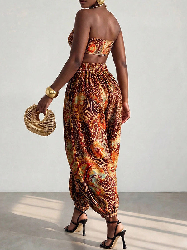 Printed Bandeau Top & Pants Set