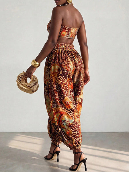 Printed Bandeau Top & Pants Set