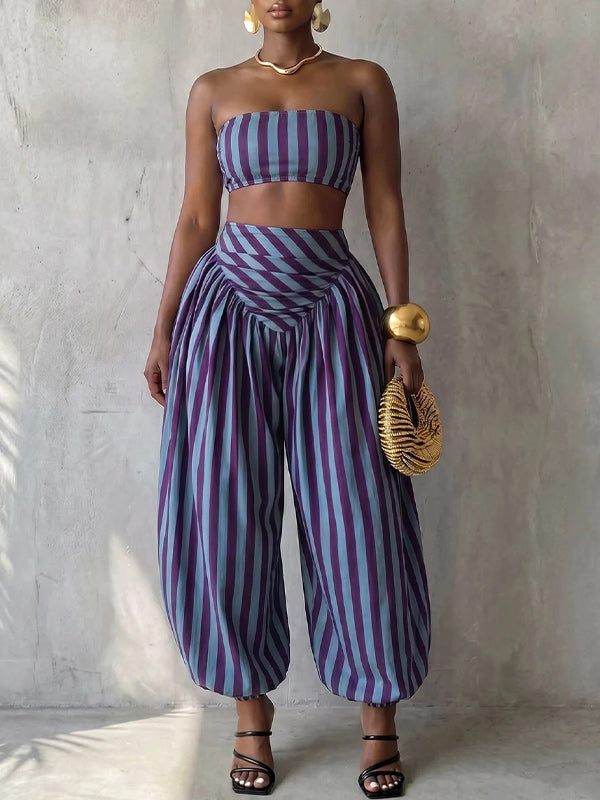Printed Bandeau Top & Pants Set