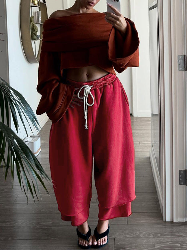 Wide-Leg Cropped Sweatpants