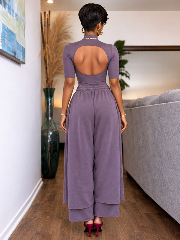 Wide-Leg Cropped Sweatpants