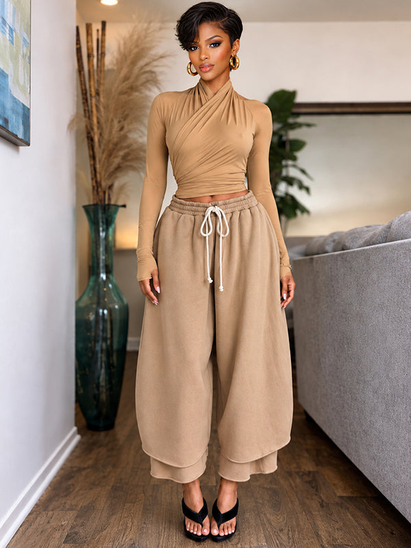 Wide-Leg Cropped Sweatpants