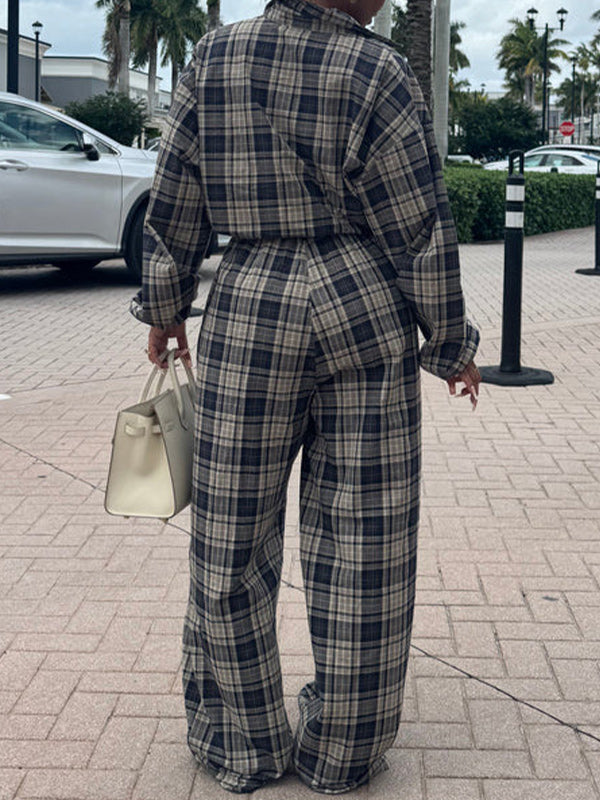 Plaid Shirt & Pants Set