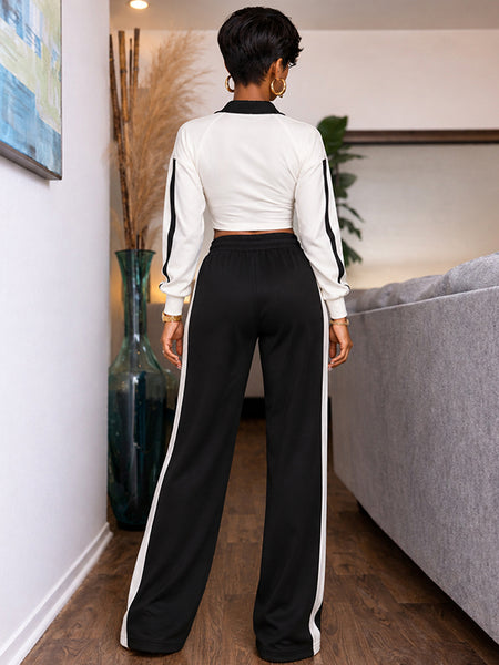 Stripe Zip-Front Jacket & Pants Set