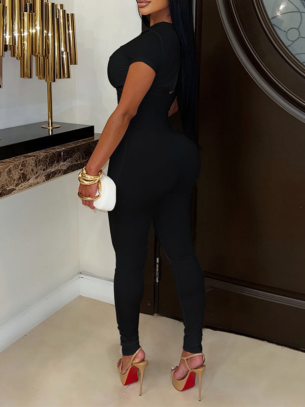Solid Cutout Skinny Jumpsuit