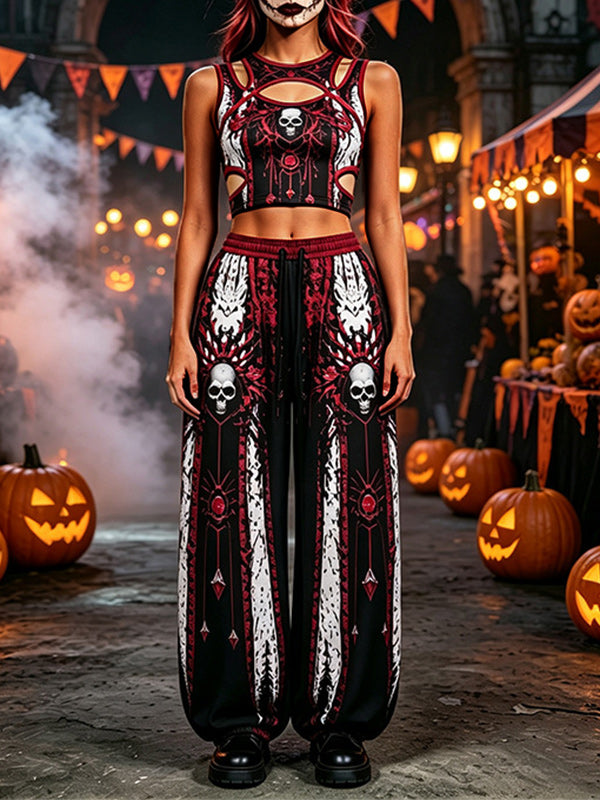 Printed Cutout Tank Top & Pants Set